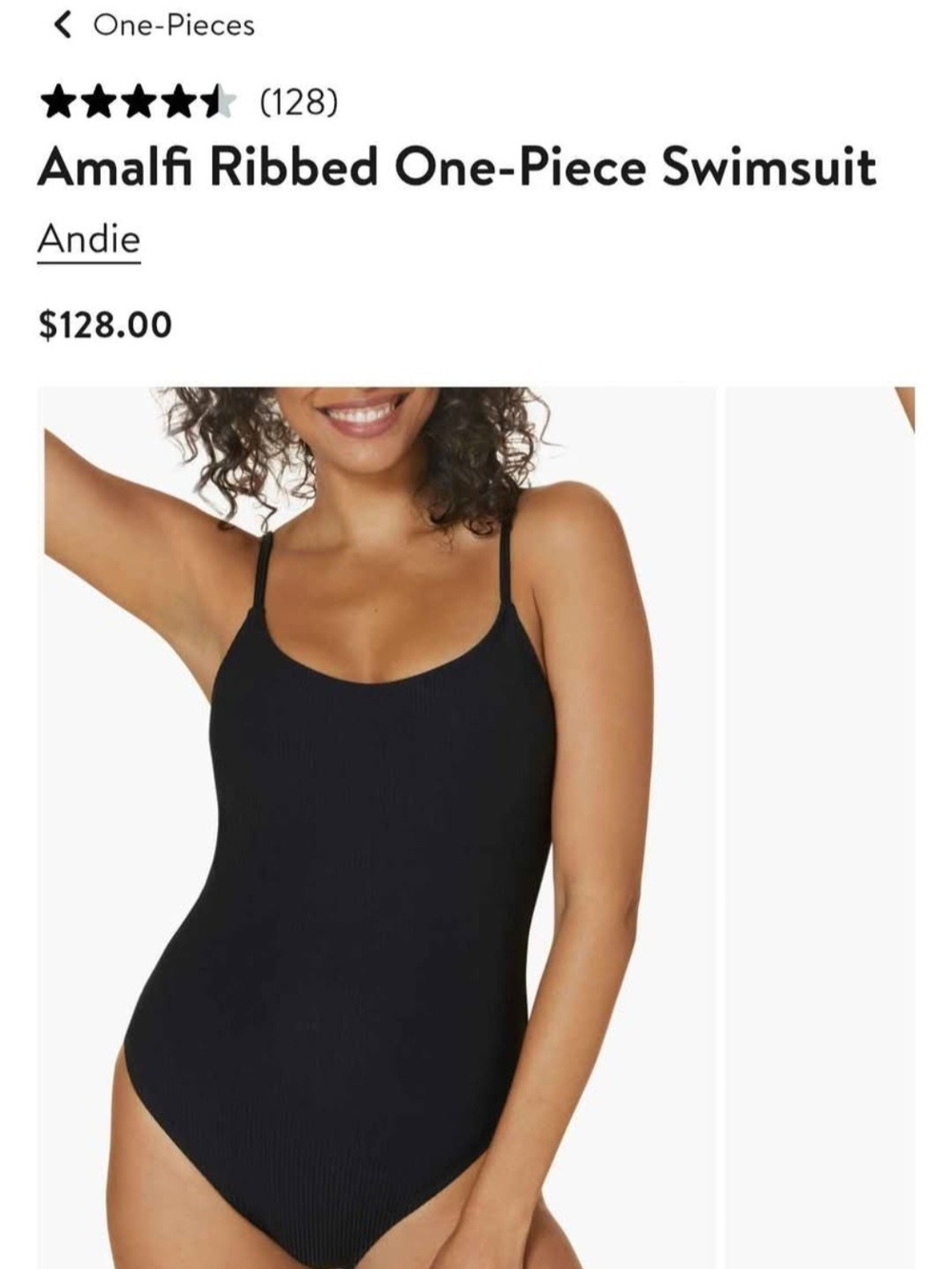 Andie Amalfi Ribbed One-Piece Swimsuit - Black